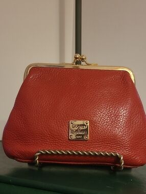 Dooney & Bourke Red Leather Kiss-Lock Clutch with Gold Hardware